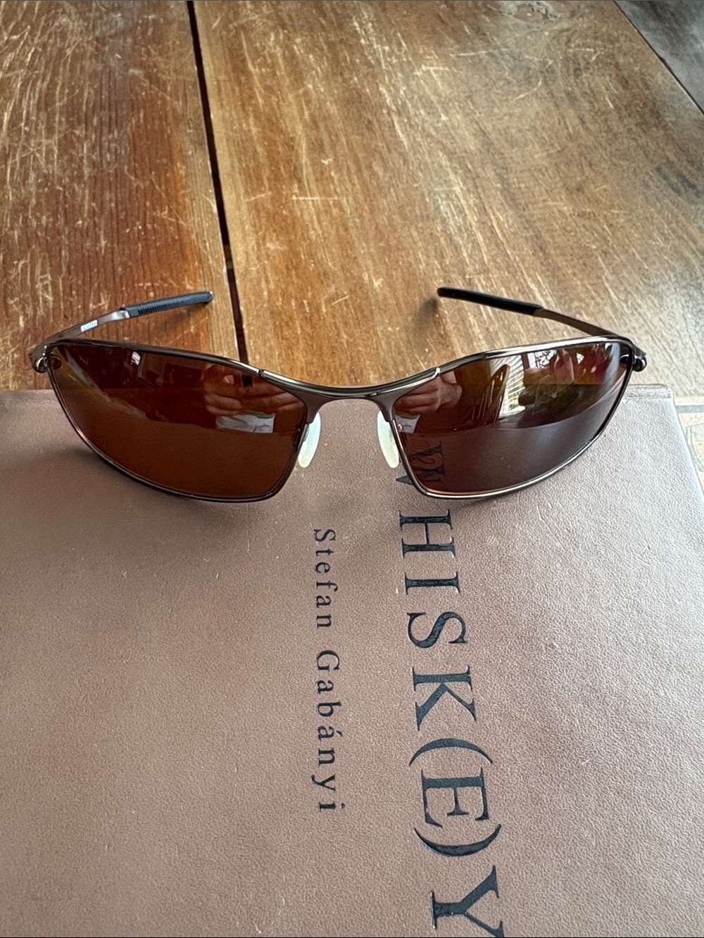 Oakley Men's Brown Lens Silver Metal Frame Sunglasses